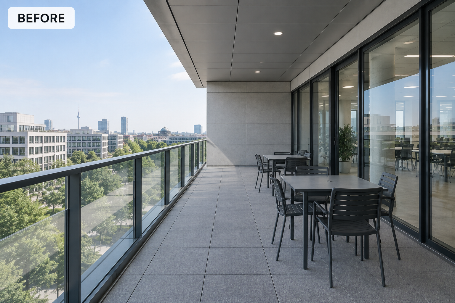 Existing commercial balcony before planting