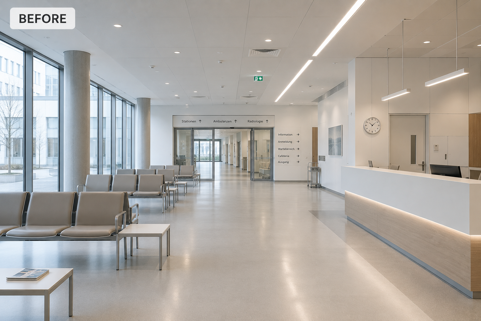 Existing healthcare space before planting