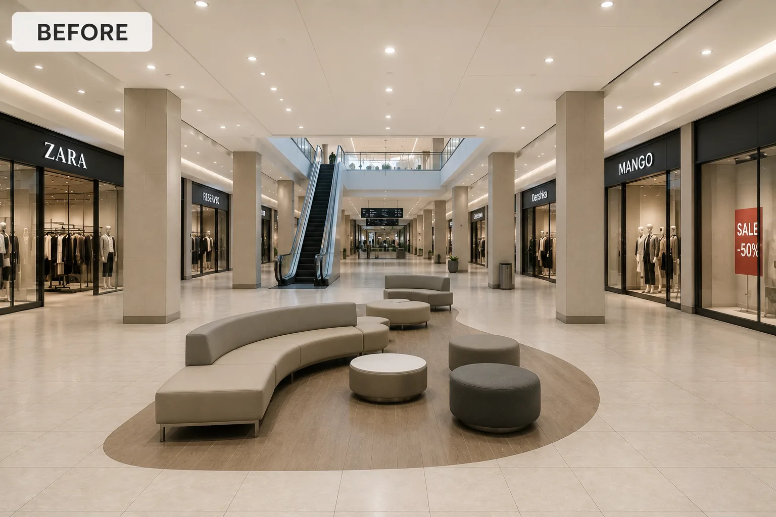 Existing shopping mall space