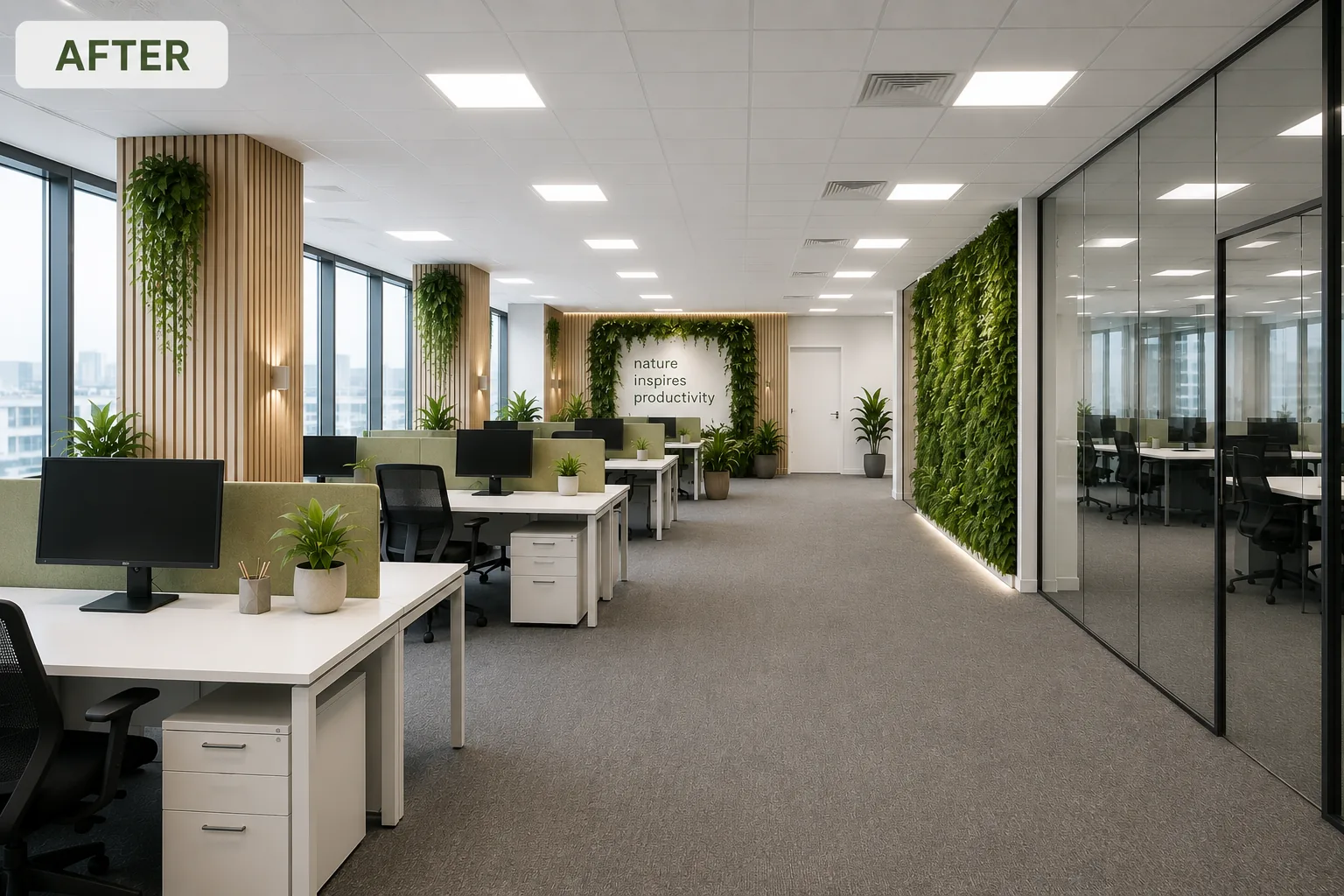 Conceptual Botaqo vision for a biophilic office